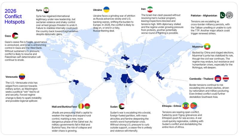 Global Conflict Zones 2026 map